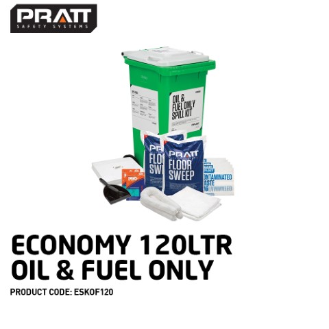 PRATT SPILL KIT ECONOMY 120LTR OIL & FUEL ONLY WHITE LID 